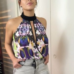 Bebe Floral Womens Size Small Mock Pre-Owned Top